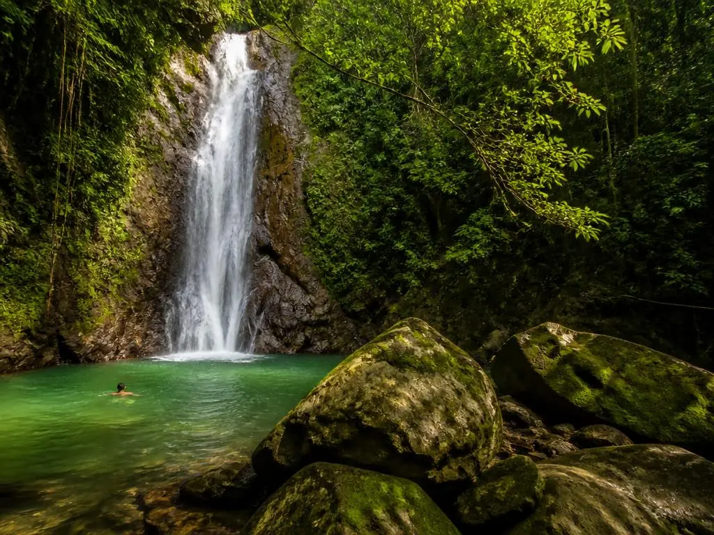 Dappled light on a jungle waterfall near Montezuma